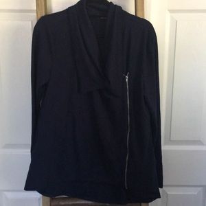 Asymmetrical zip front light weight jacket in navy